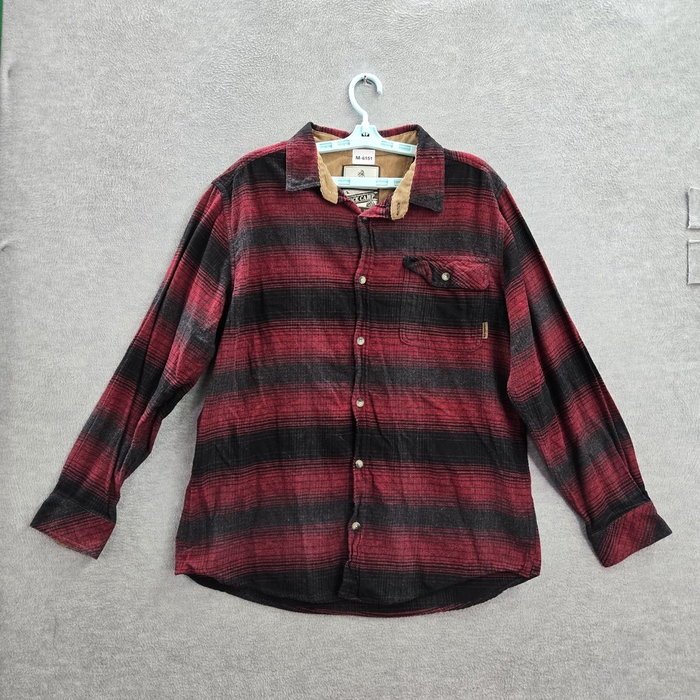Legendary Whitetails Men Button Up Shirt L Red Plaid Flannel Buck Camp Western